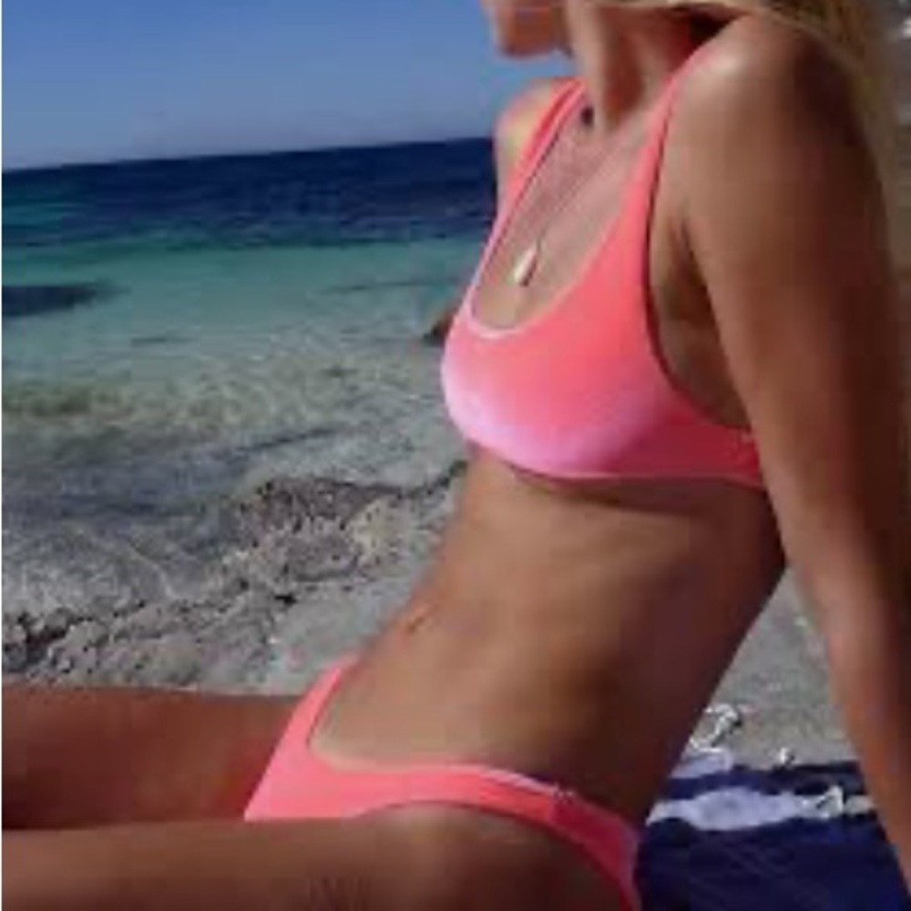 TRIANGL hot pink velvet bikini